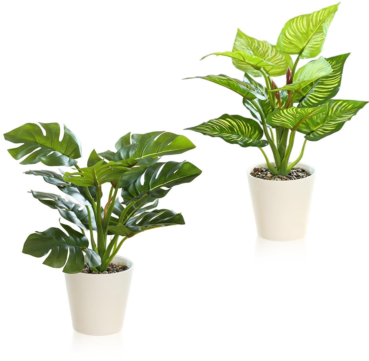 Omgoods- Kunstplanten Levensecht Design - Set van 2 - Decoratieve Planten - Kunstplanten voor Binnen - Kamerplanten voor Woonkamer - Onderhoudsvrij - Nepplanten