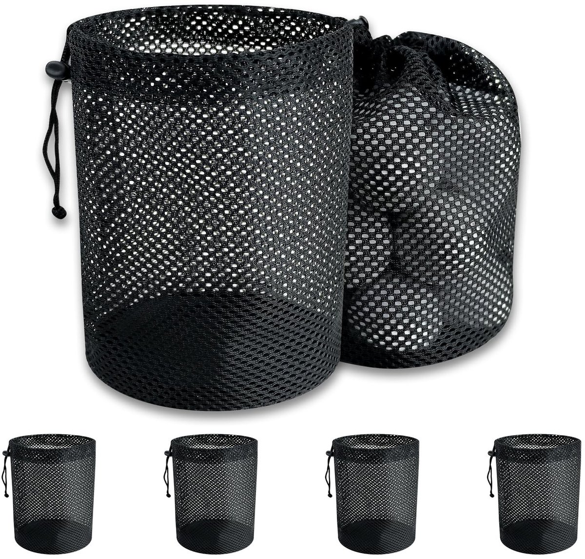 Omgoods - Set van 6 Mesh Golfbal Opbergzakken met Trekkoord