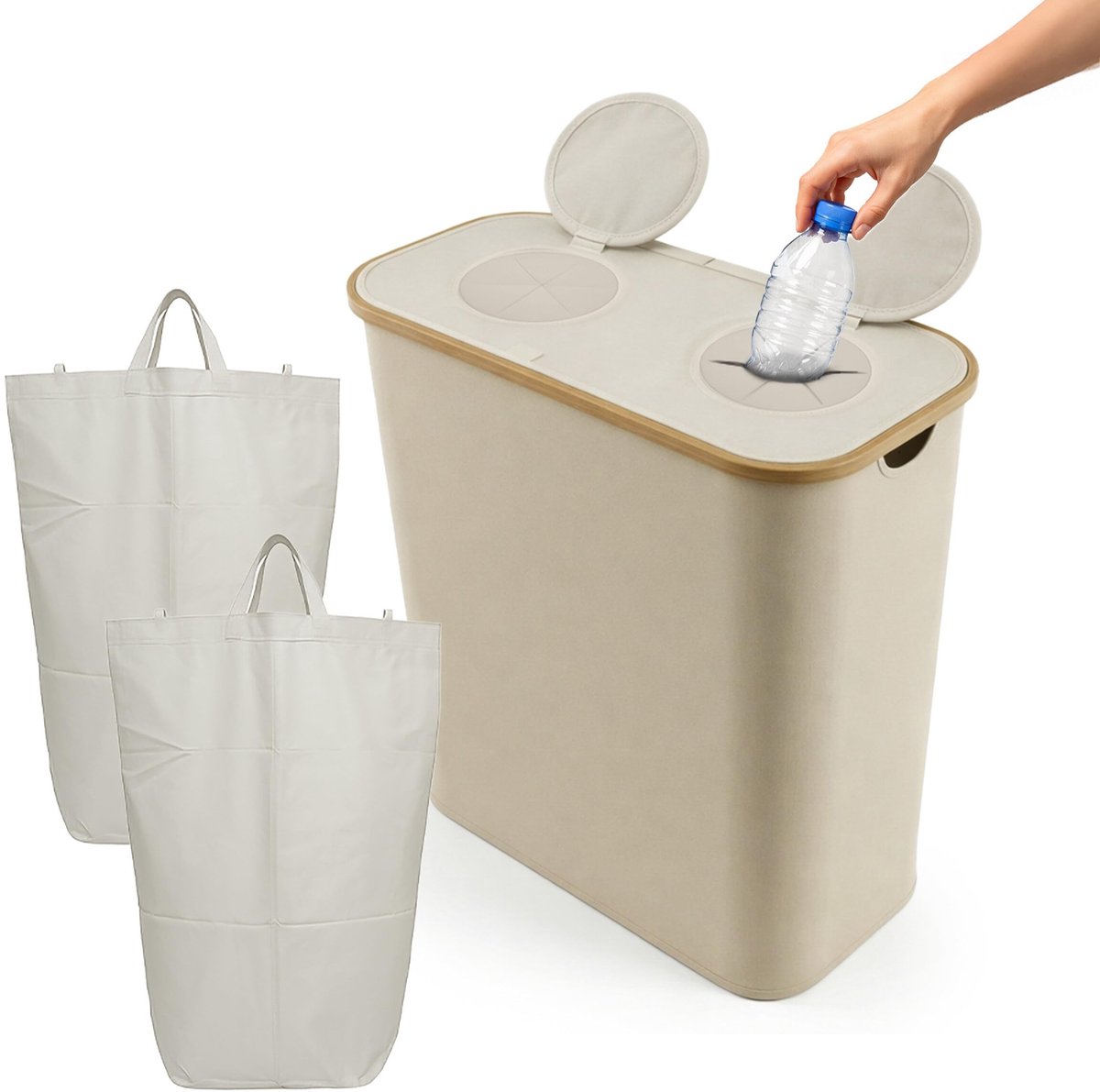 Omgoods - Afvalscheidingsbak met 2 Compartimenten en 140L Capaciteit