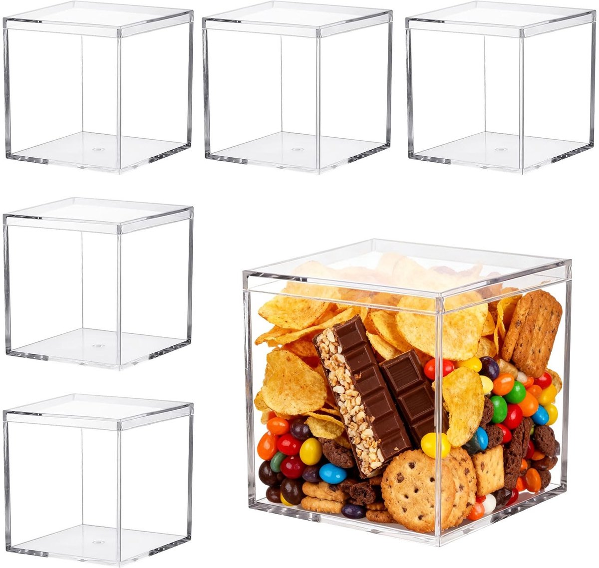 Omgoods - Set van 6 Transparante Acryl Dozen met Deksel