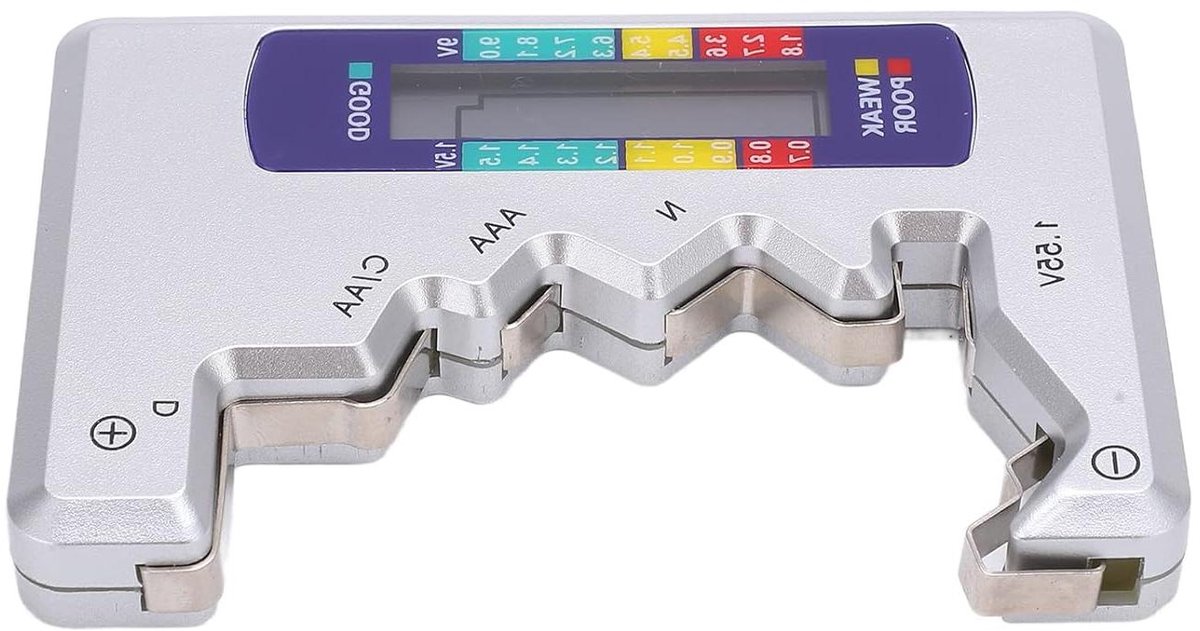 Digitale Batterijtester - Batterij Checker - Batterijvermogen Testen - Nauwkeurig Scherm - 15 x 9 x 2 cm - Zwart