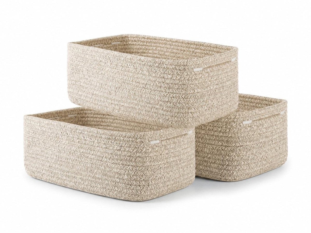 Omgoods - Set van 3 Gevlochten Katoenen Organizers 33 x 20 cm