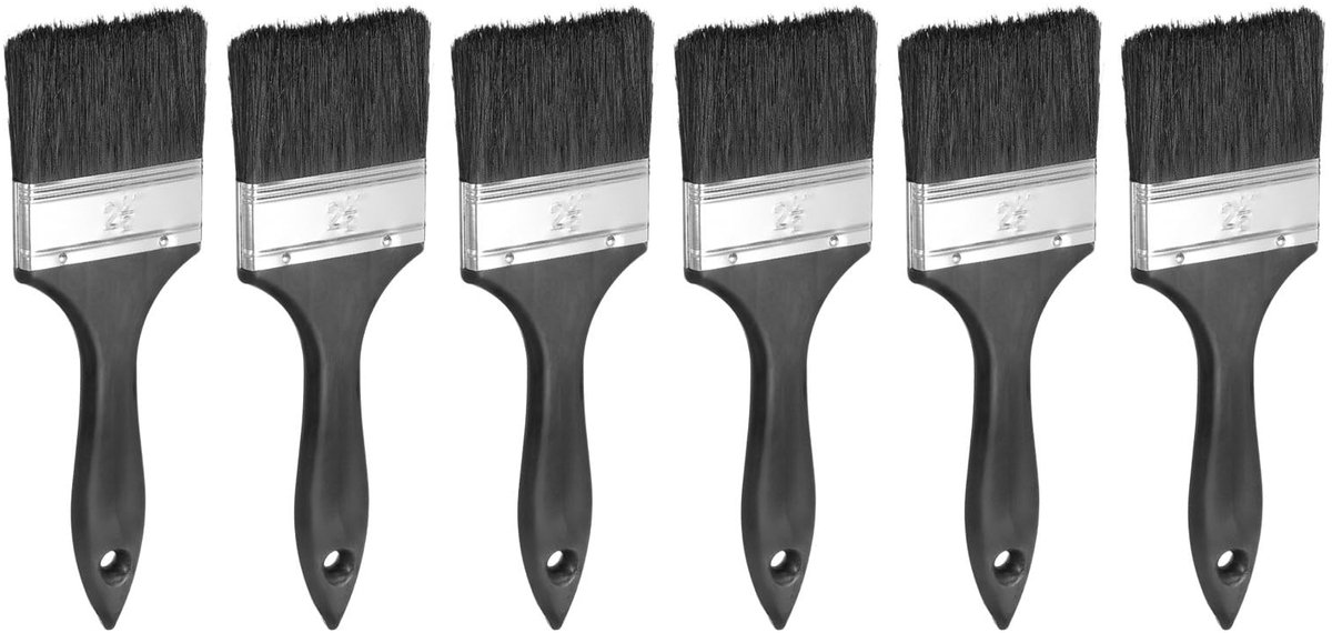 Omgoods - Set van 6 Verfkwasten met Zwart Handvat voor DIY Schilderprojecten