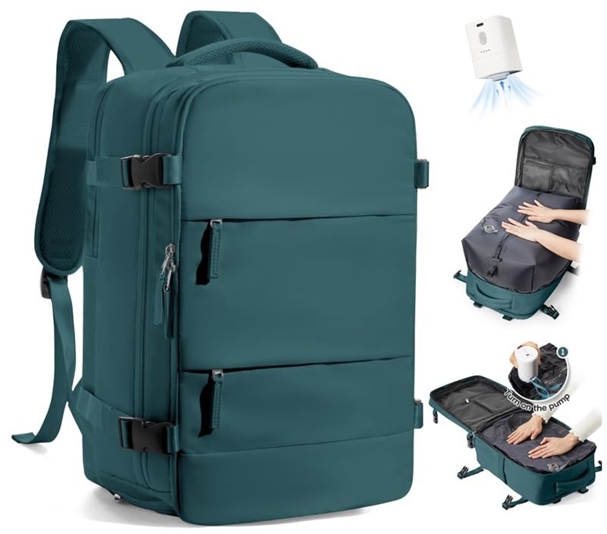Omgoods - Vacuum Rugzak met Pomp voor Reizen - Ryanair Handbagage 40x30x20 cm