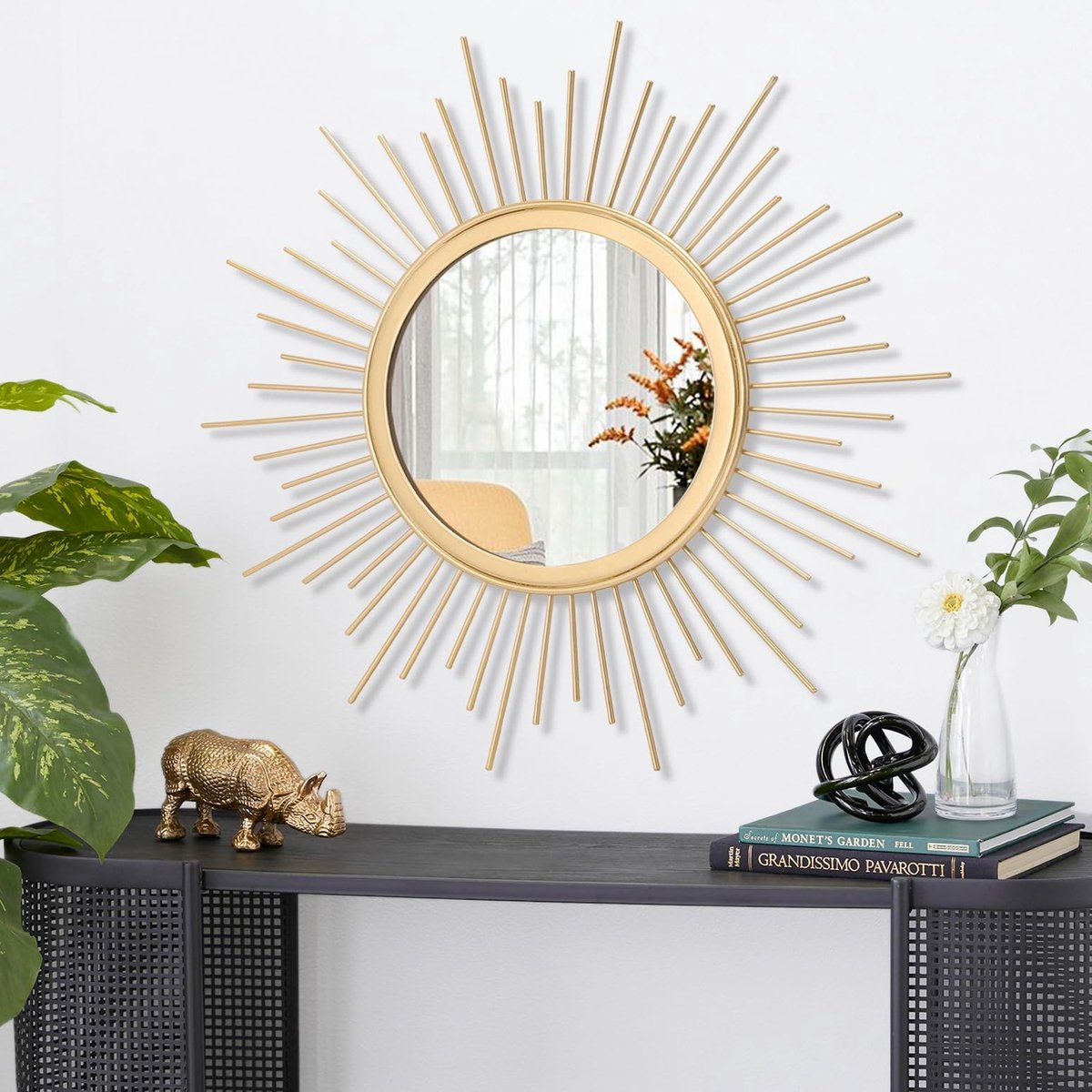 Omgoods - Gouden Sunburst Wandspiegel met IJzeren Frame
