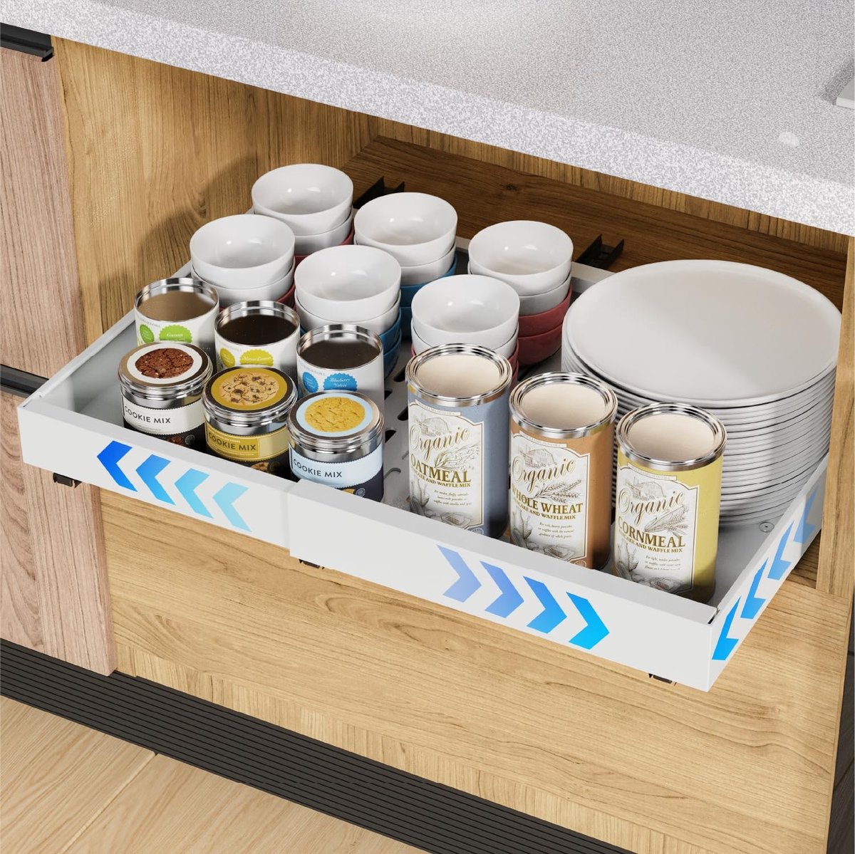 Omgoods - Uittrekbare Kast Organizer met Hechtondergrond voor Keuken