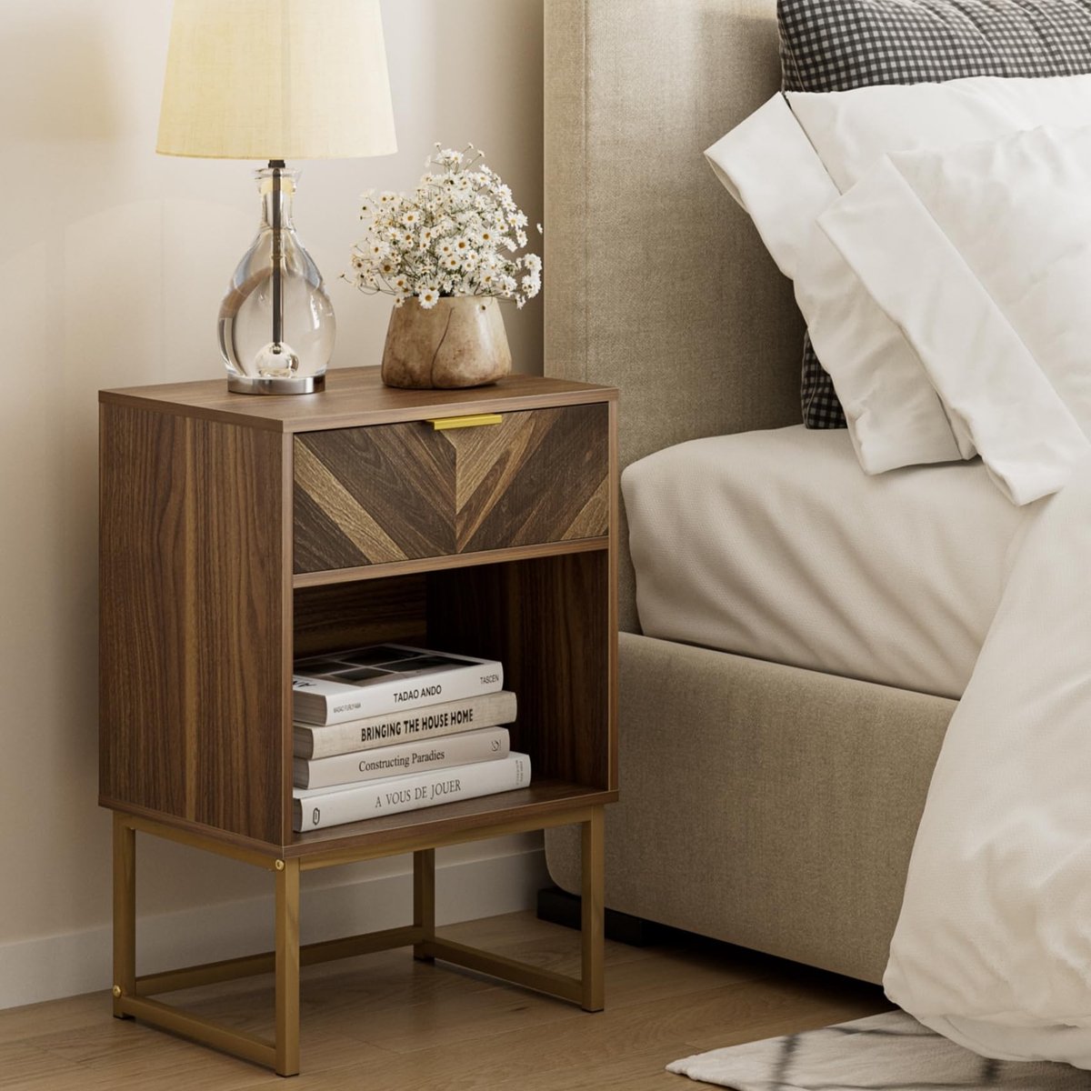 Omgoods - Bedside Table met Open Opslag voor Slaapkamer en Woonkamer