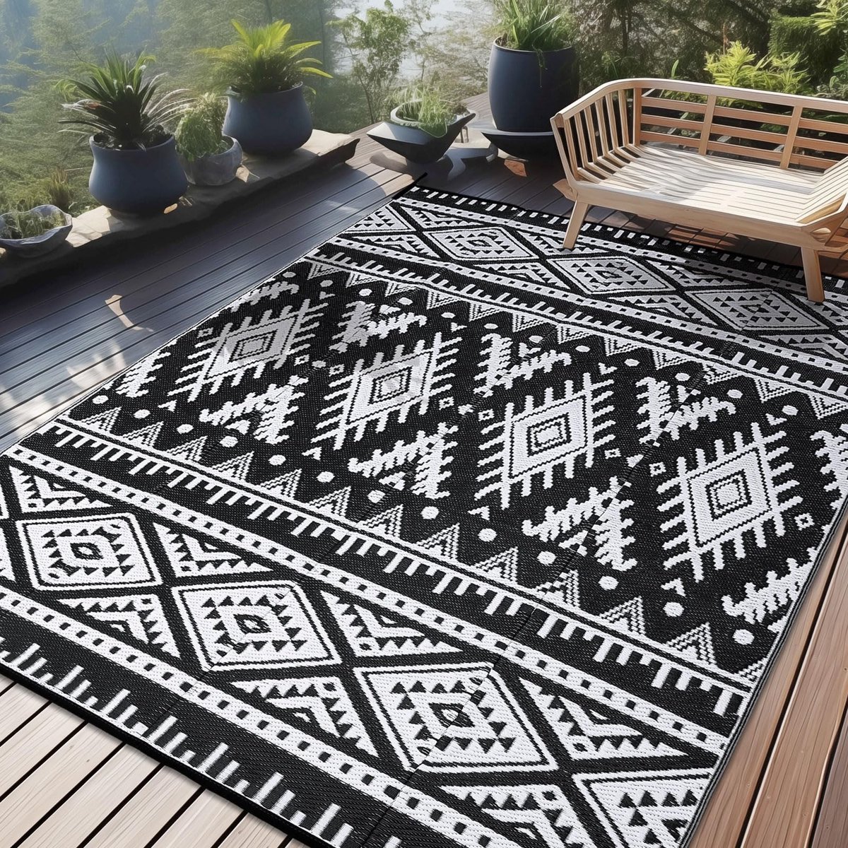 Omgoods - Weerbestendige Reversible Tuinmat 240 x 300 cm voor Balkon en Camping