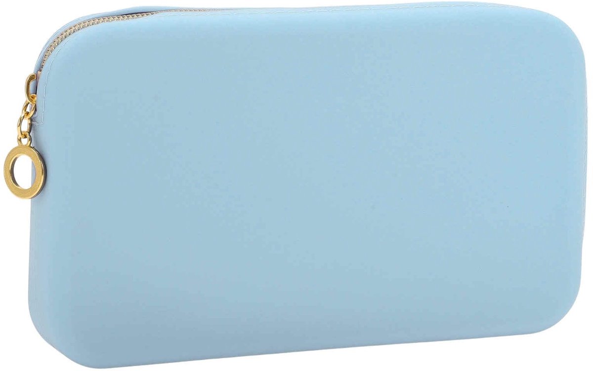Omgoods- Make-upkwastenorganizer Draagbaar - Siliconen Organizer - Cosmeticatas - 20 x 12 x 3,2 cm - Lichtblauw - Wasbaar en Duurzaam