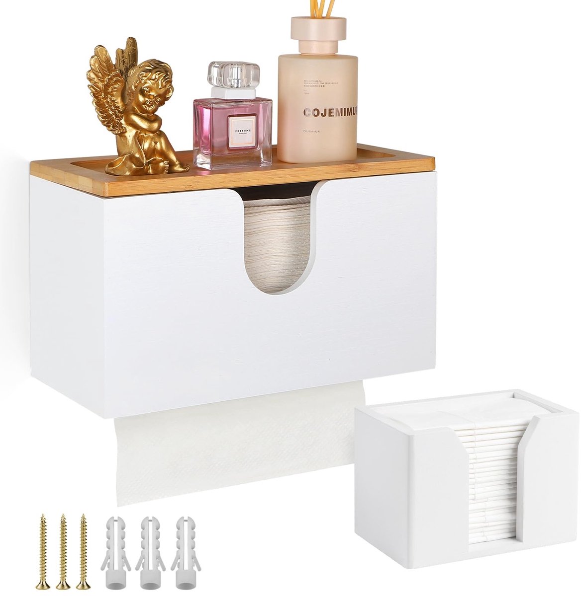 Omgoods - Wanddispenser voor Papieren Handdoeken en Tissuebox van Bamboe