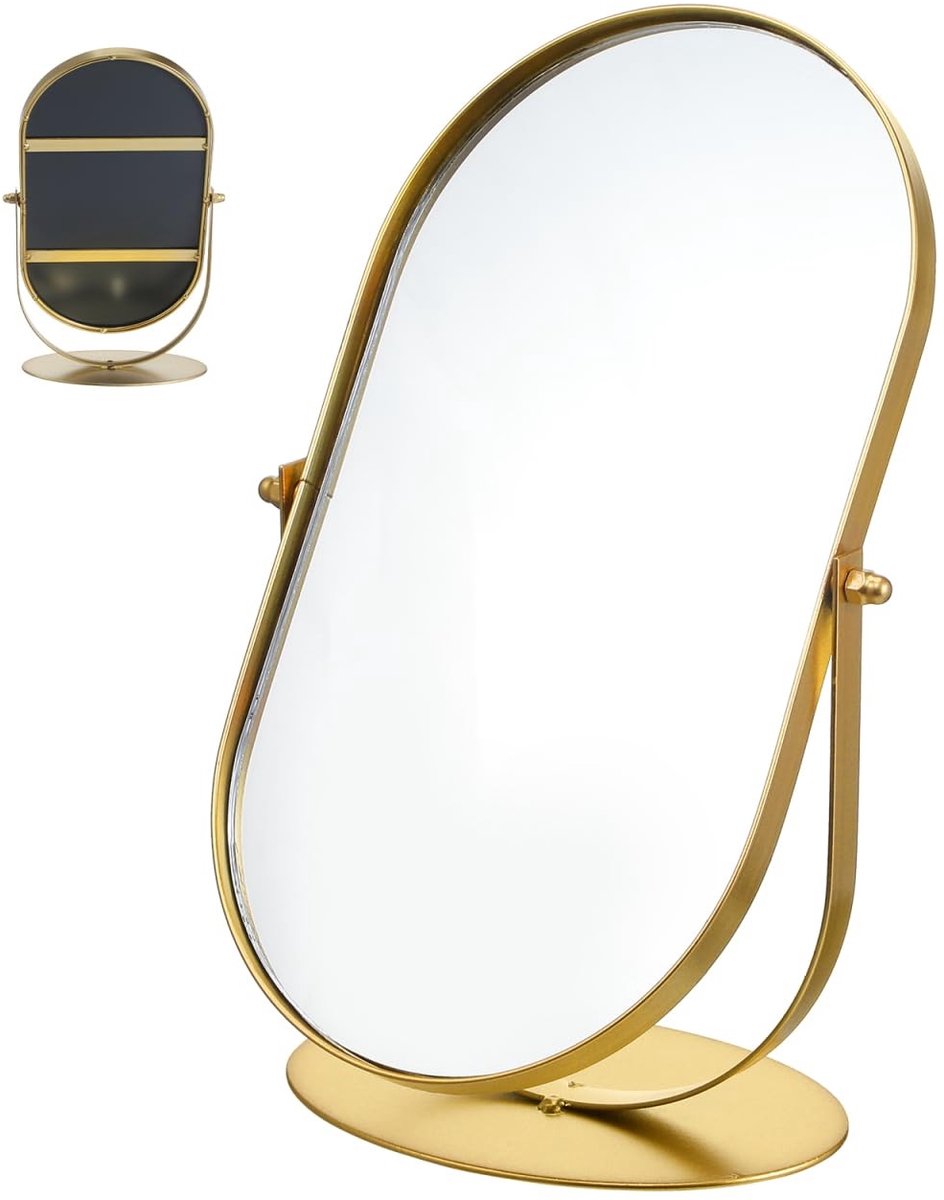 Omgoods - Vintage Makeup Spiegel van Metaal en Glas