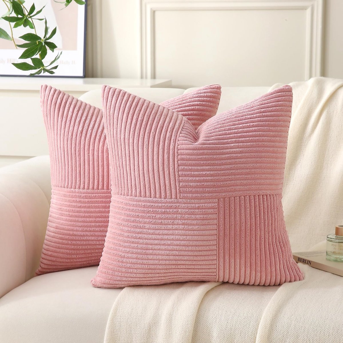 Omgoods - Set van 2 Kussenhoezen 45 x 45 cm Roze Boho