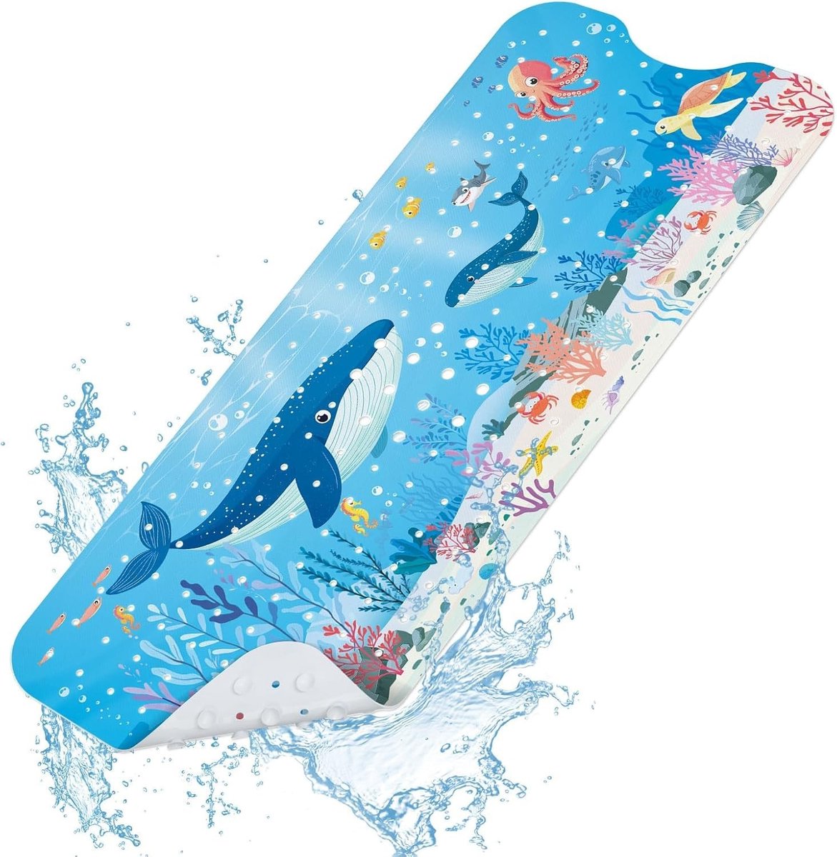 Omgoods - Antislip Badmat voor Kinderen 100 x 40 cm met Walvis Motief
