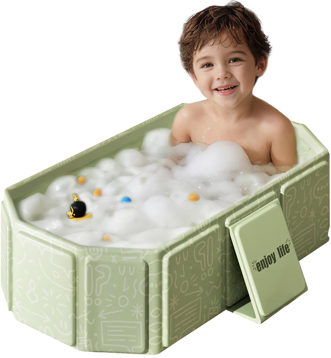 Omgoods- Babybadje Opvouwbaar XXL - Draagbaar Kinderbadje - Ruimtebesparend - Geschikt voor Kinderen 0-8 Jaar - Multifunctioneel Badje - Met Afvoergat - Kinderbad