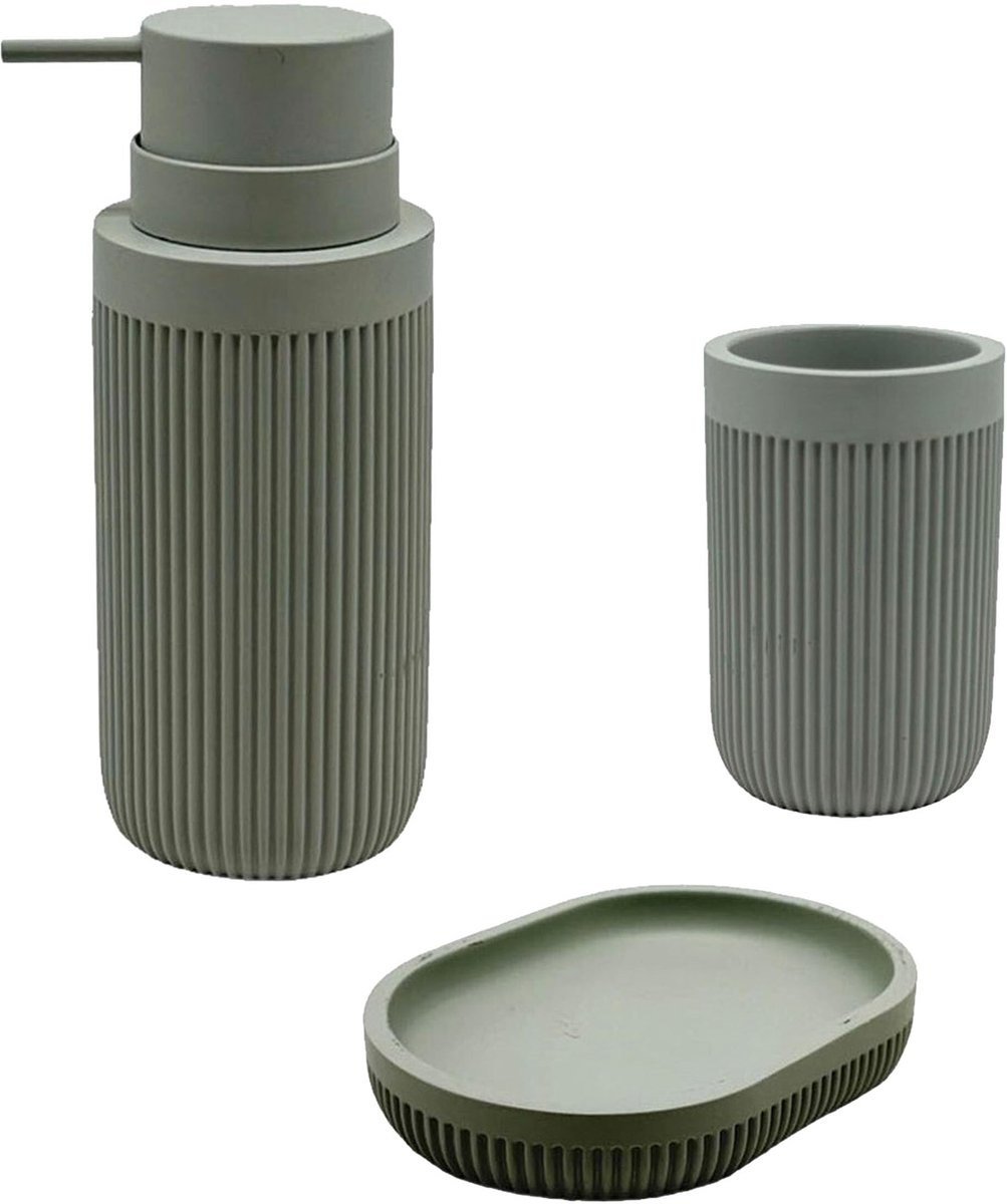 Omgoods - 3-delige Set Badaccessoires met Zeepdispenser en Tandborstelhouder