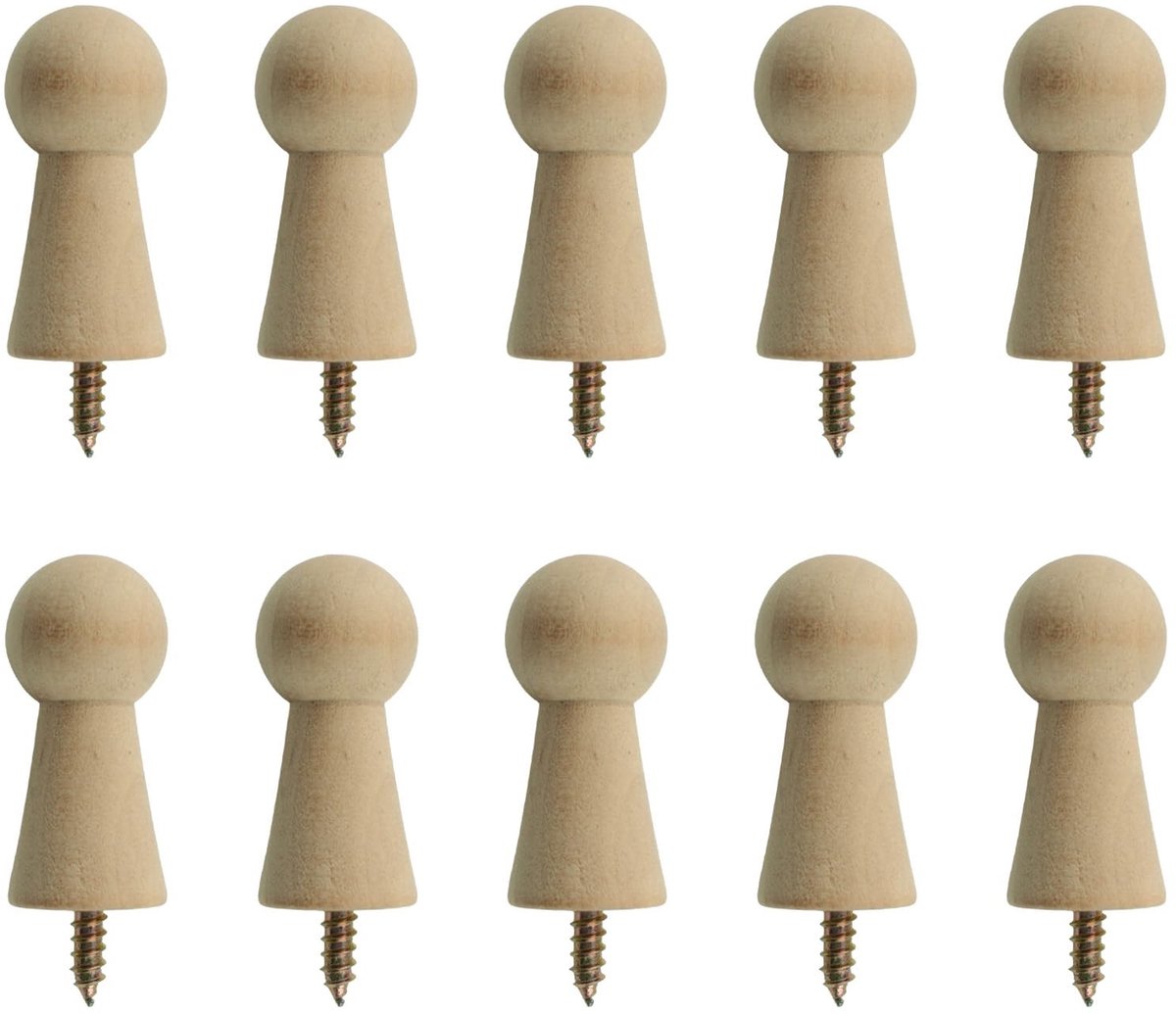 Omgoods - 10 Stuks Houten Haakjes voor Wanddecoratie en Opberging