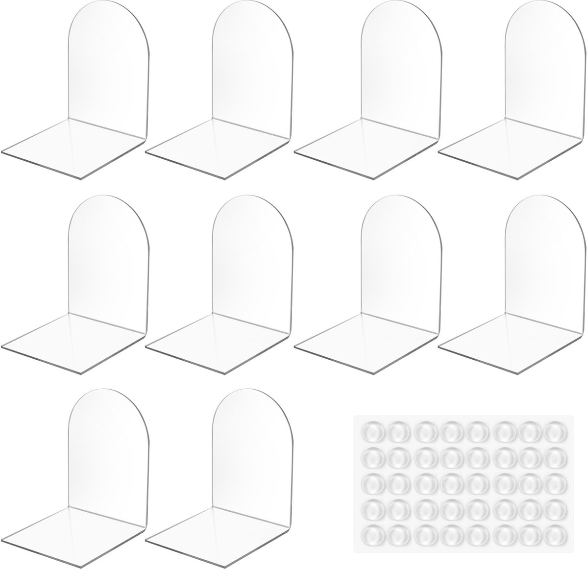 Omgoods - 10 Stuks Transparante Boeksteunen met Antislip Pads