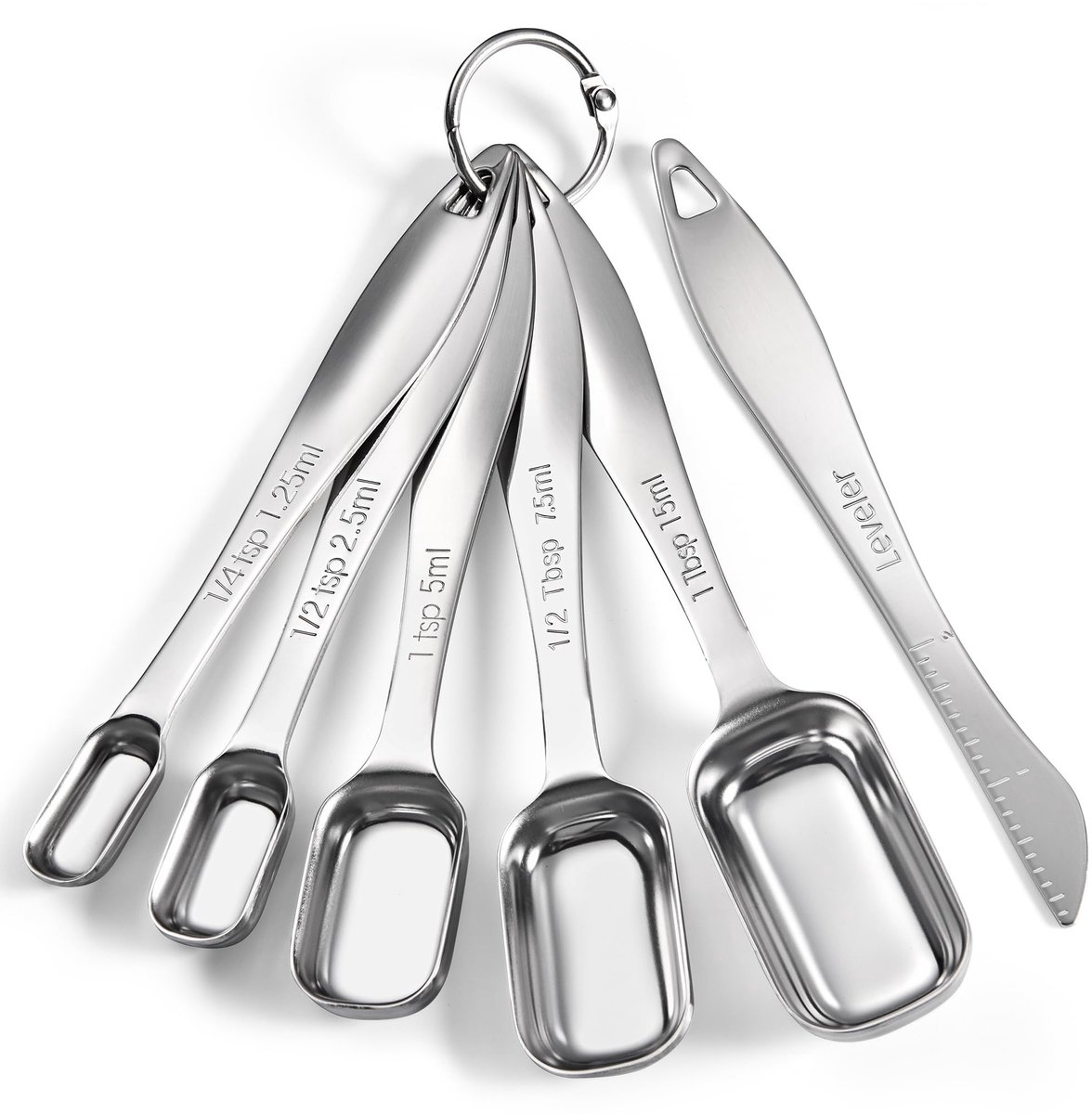 Omgoods - Set van 6 Meetlepels met Lange Handgreep - Voor Koken en Bakken