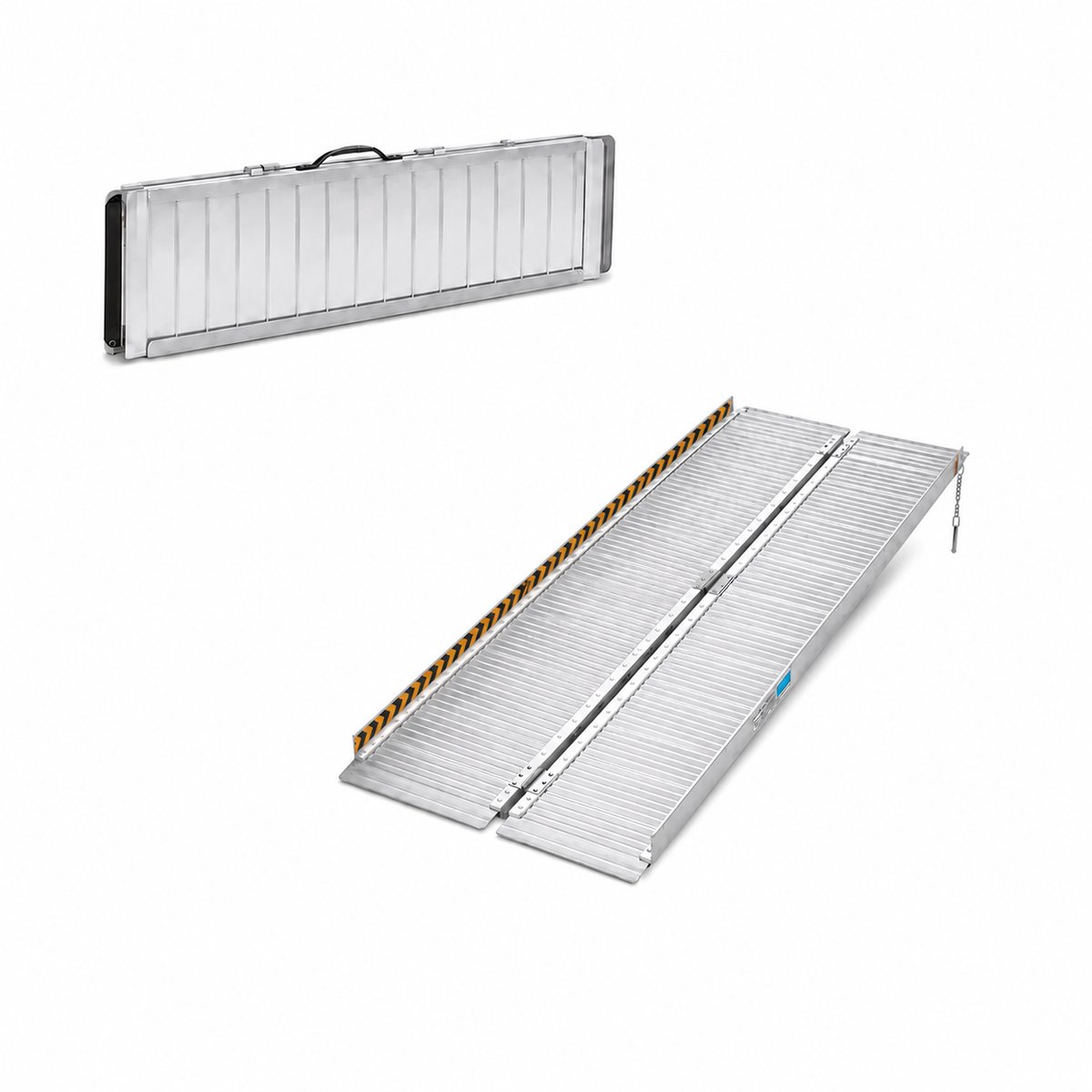 Oprijplaat Brug - Opvouwbaar - Draagvermogen 270Kg - Lengte 152,2cm - Rolstoelhellingen voor Trappen - Draagbare Aluminium Oprit - Antislip Oppervlak Rolstoelhelling voor Thuis - Trappen