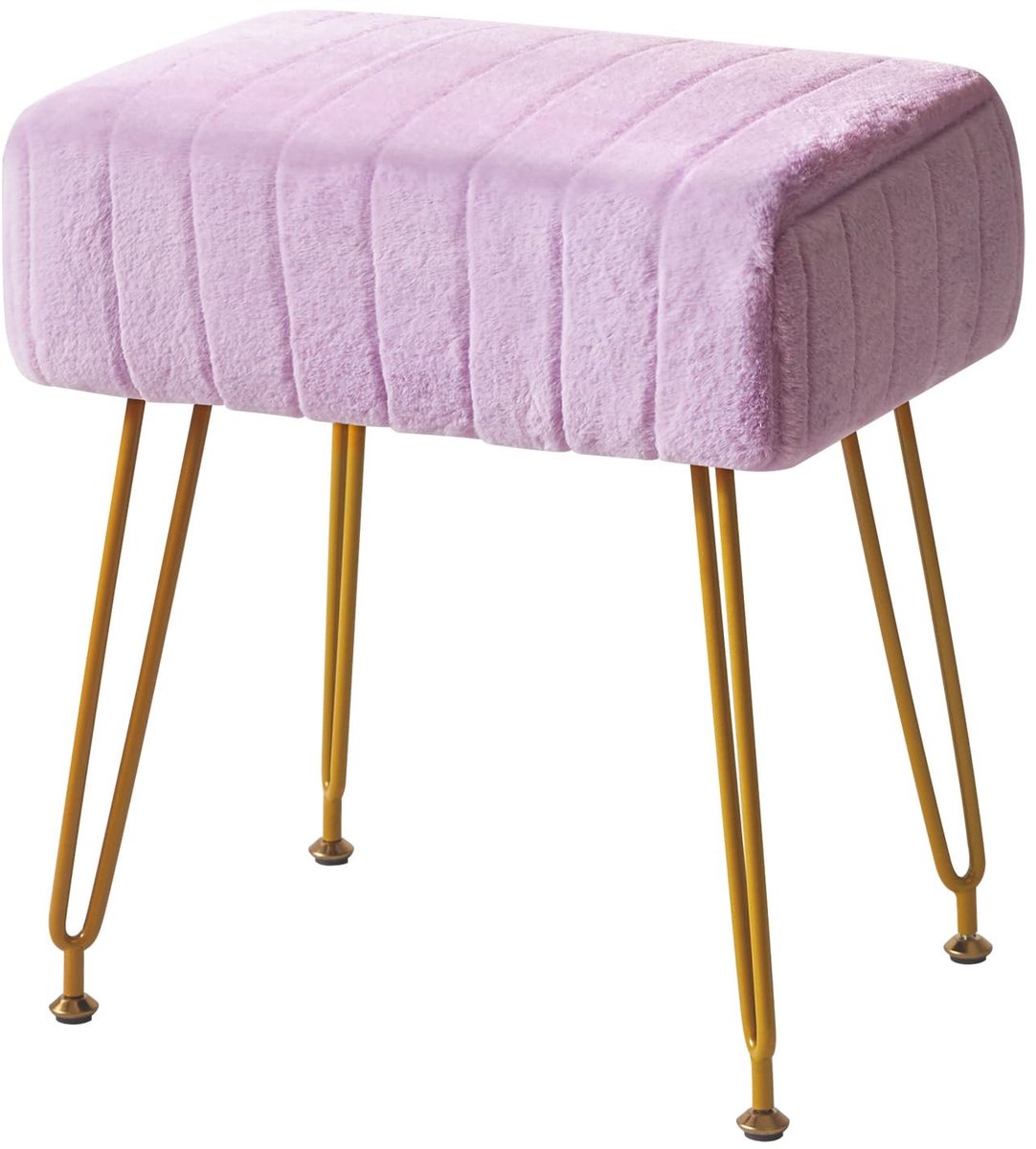 Omgoods - Rectangular Velvet Footstool Ottoman met Gouden Stalen Poten, Paars