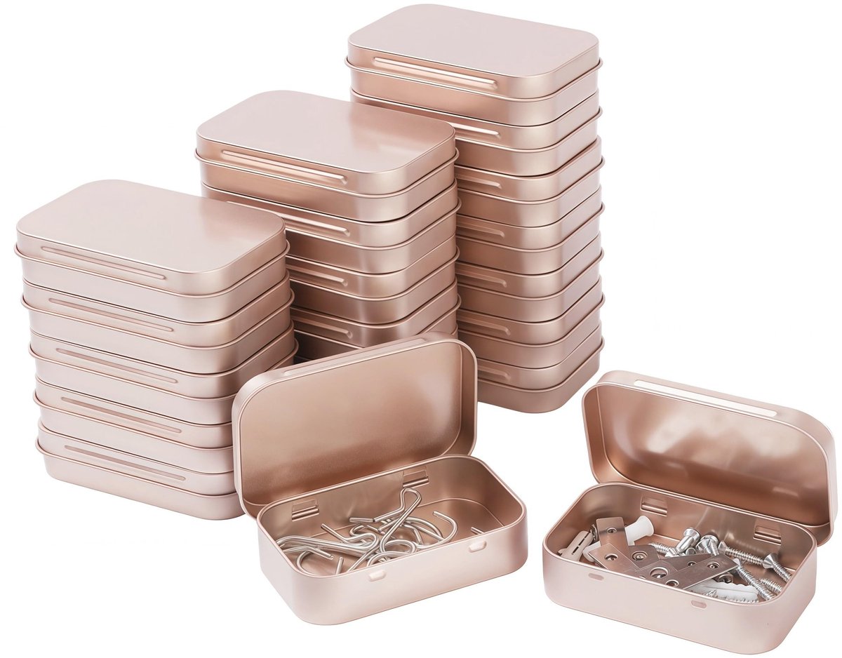 Omgoods - Set van 20 Mini Metalen Dozen met Scharnierdeksel voor Organisatie