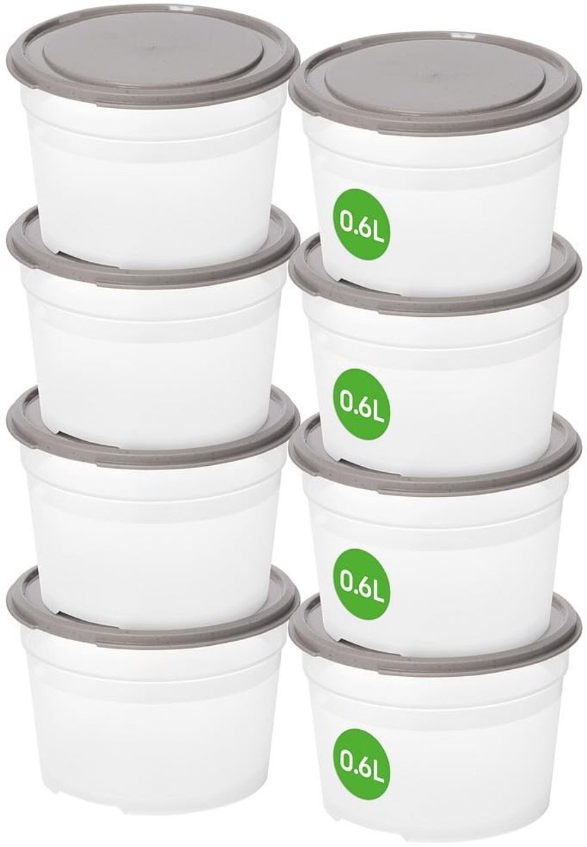 Omgoods - Set van 8 Lekvrije Voedselopslagcontainers 0,6L voor Maaltijdprep