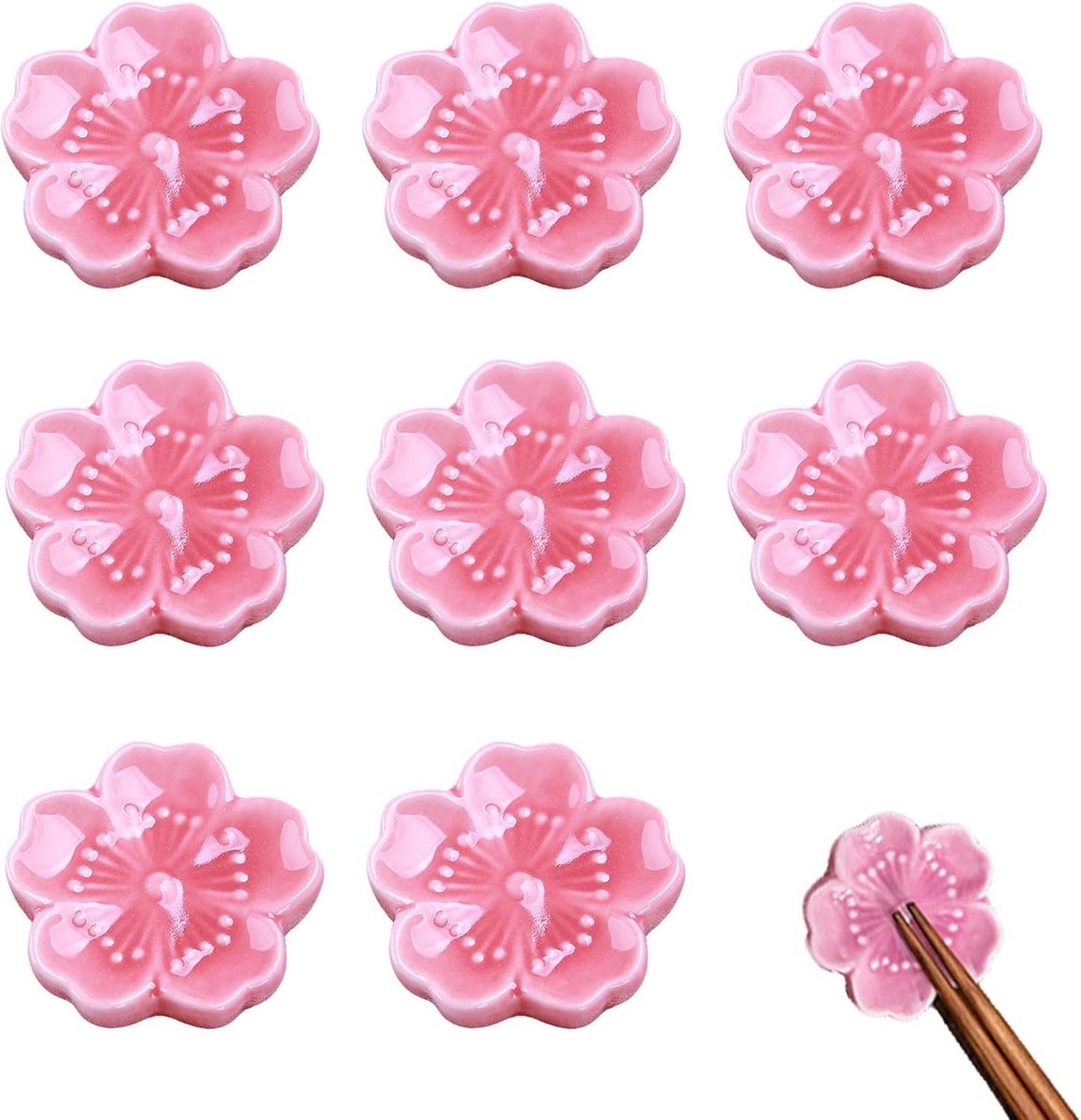 Eetstokjeshouders van keramiek - 8 stuks in roze, ideaal voor lepels, vorken en keukentoebehoren, perfect voor restaurants en thuisgebruik