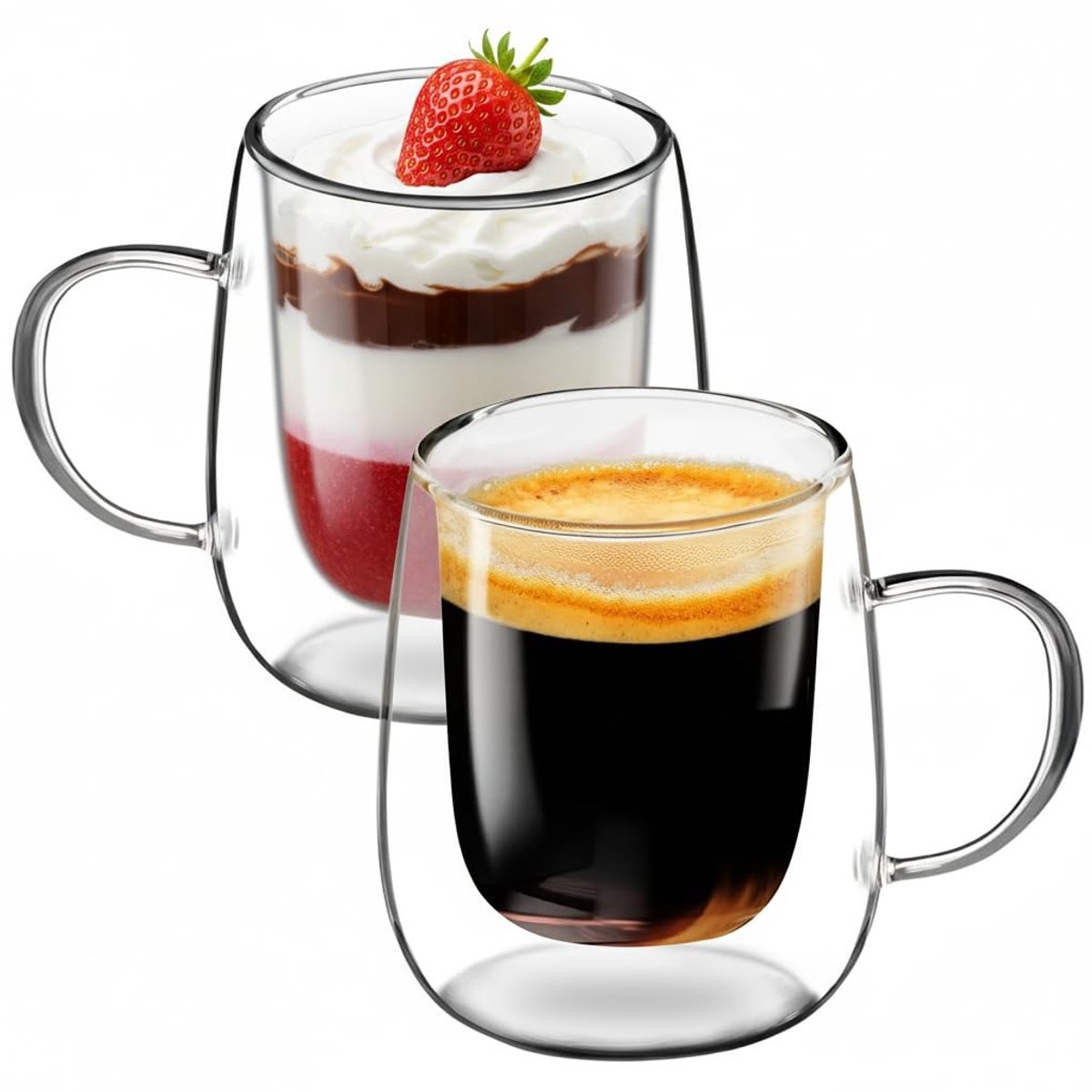 Omgoods- Cappuccinokopjes Set van 2 - Dubbelwandige Koffieglaasjes - Thermoglazen - Latte Macchiato Glazen - Geschikt voor Koffie/Thee - 380 ml Inhoud