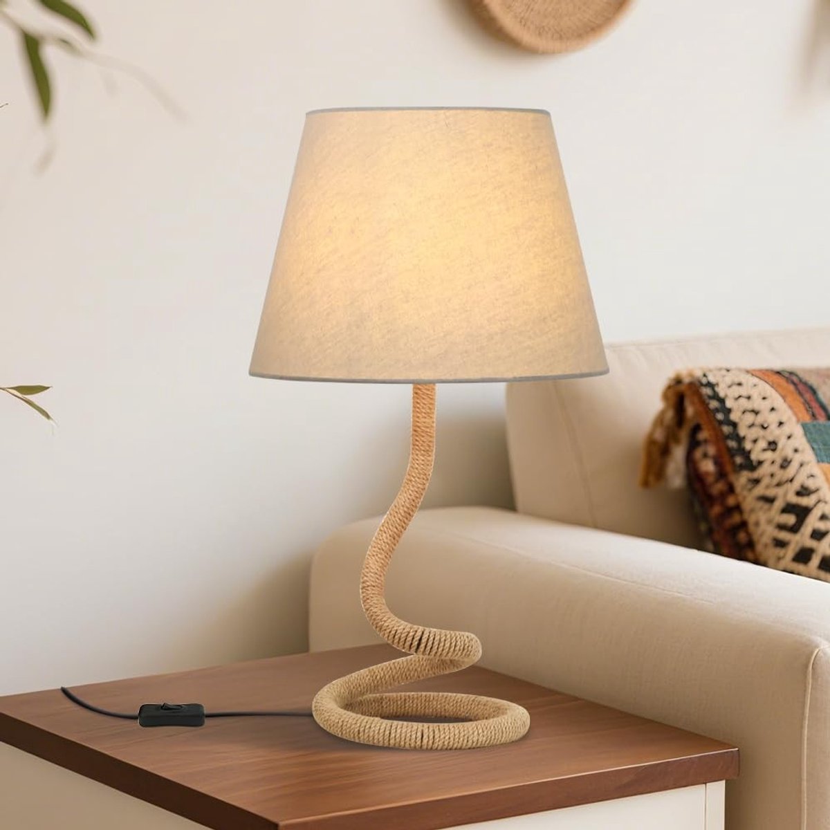 Omgoods - Creatieve Tafel Lamp met Jute Touw en Stofscherm