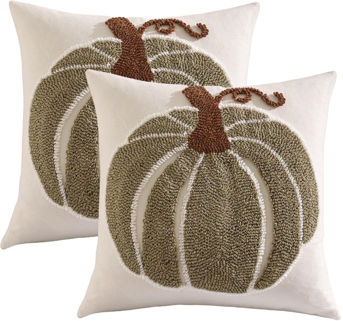 Omgoods - Set van 2 Herfst Kussenhoezen 45 x 45 cm met Pompoen Motief
