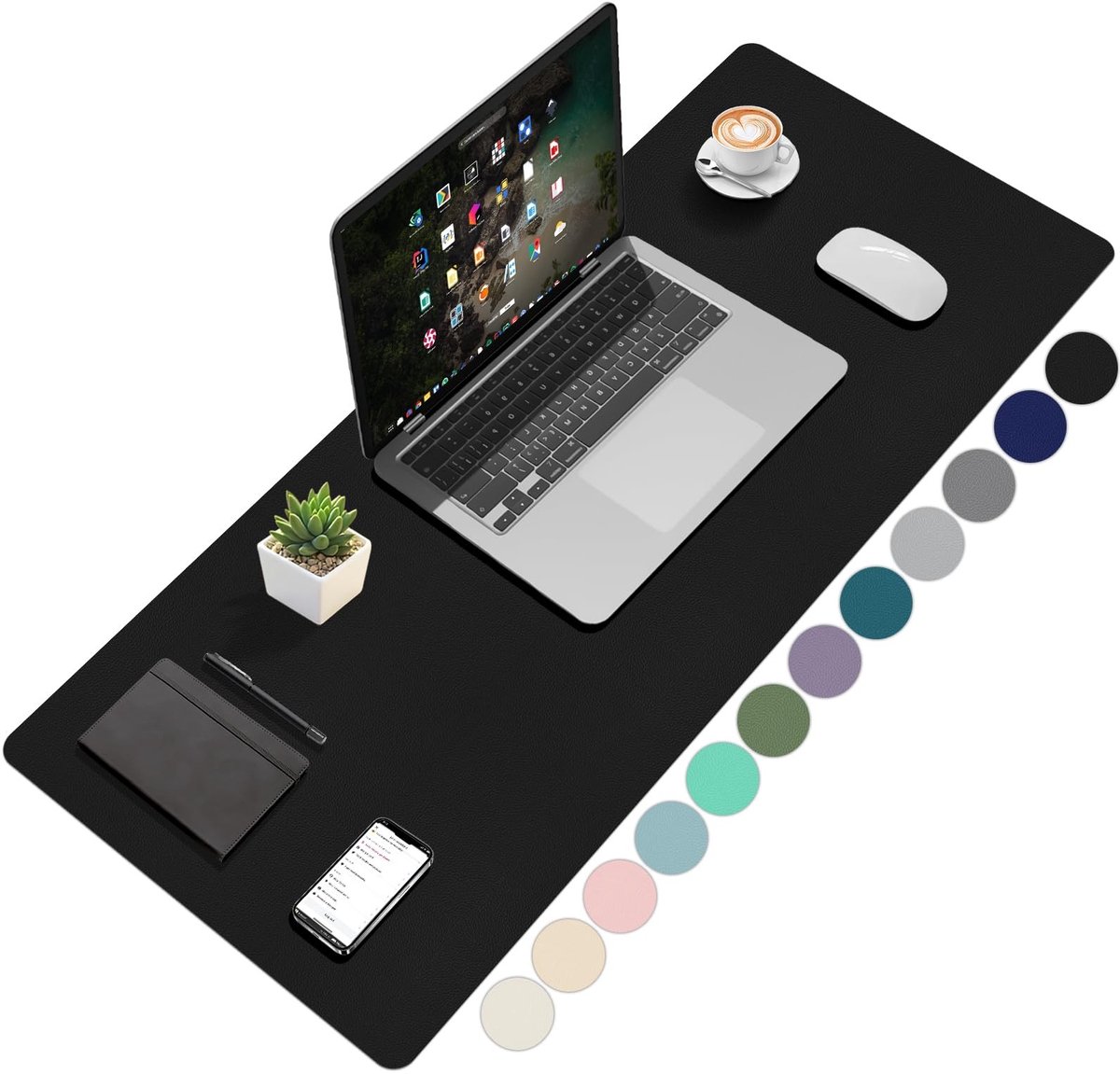 Omgoods - Zwarte Bureau Onderlegger 100x40cm