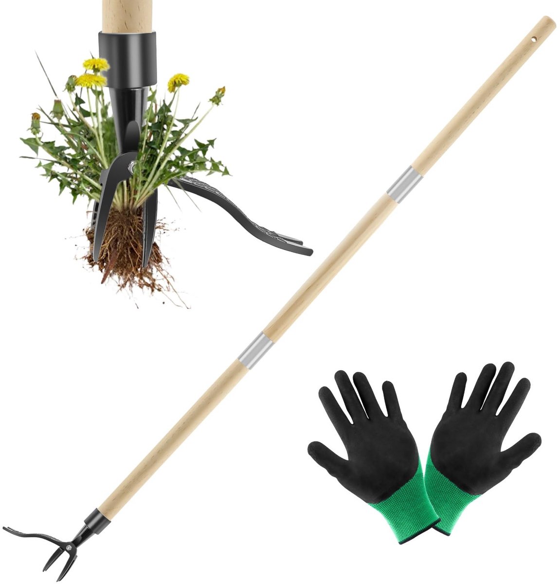 Omgoods - Onkruidverwijderaar 110 cm - Langhandige Tuin Hulp met 4 Klauwen