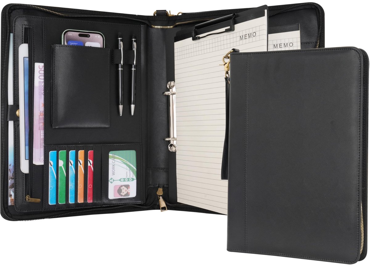 Omgoods - A4 Portfolio met Rits en Notepad Houder voor Professionele Organisatie
