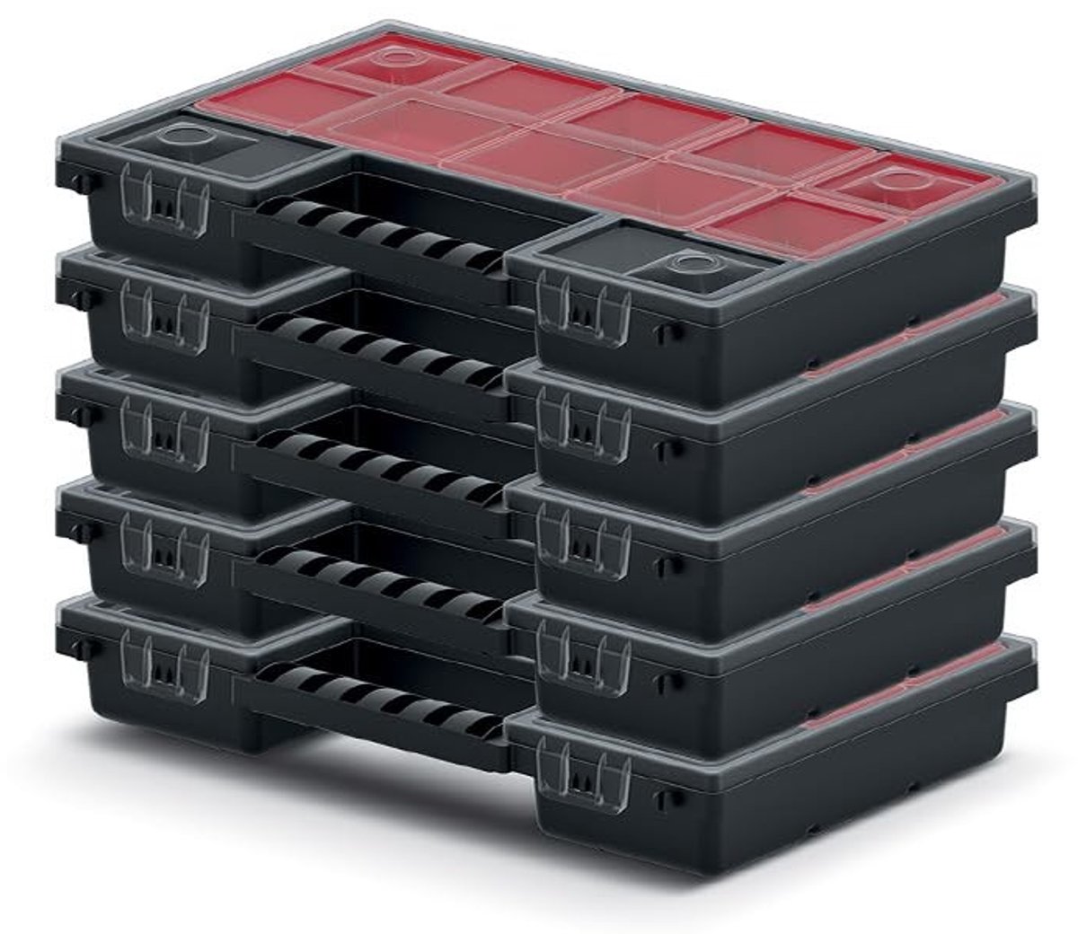 Omgoods - Assortiment Doos met Verwijderbare Rode Compartimenten - Perfect voor Kleine Onderdelen en Gereedschap