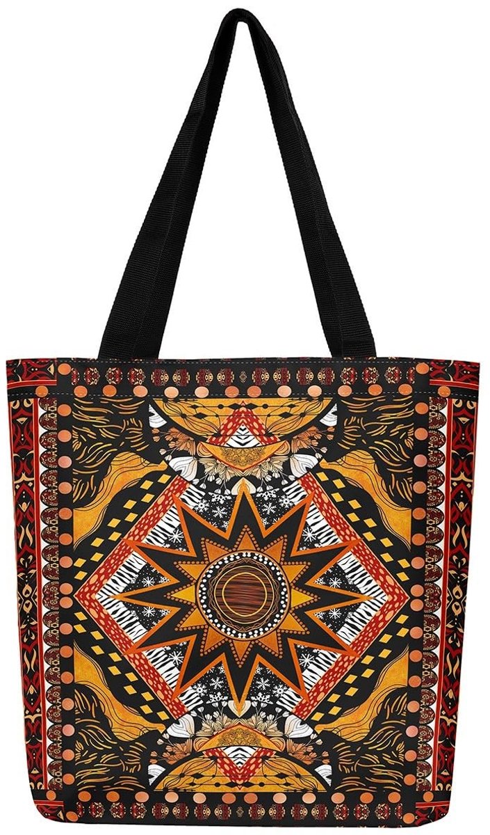 Omgoods - Bohemian Canvas Tote Bag met Kat Ontwerp 50x40cm