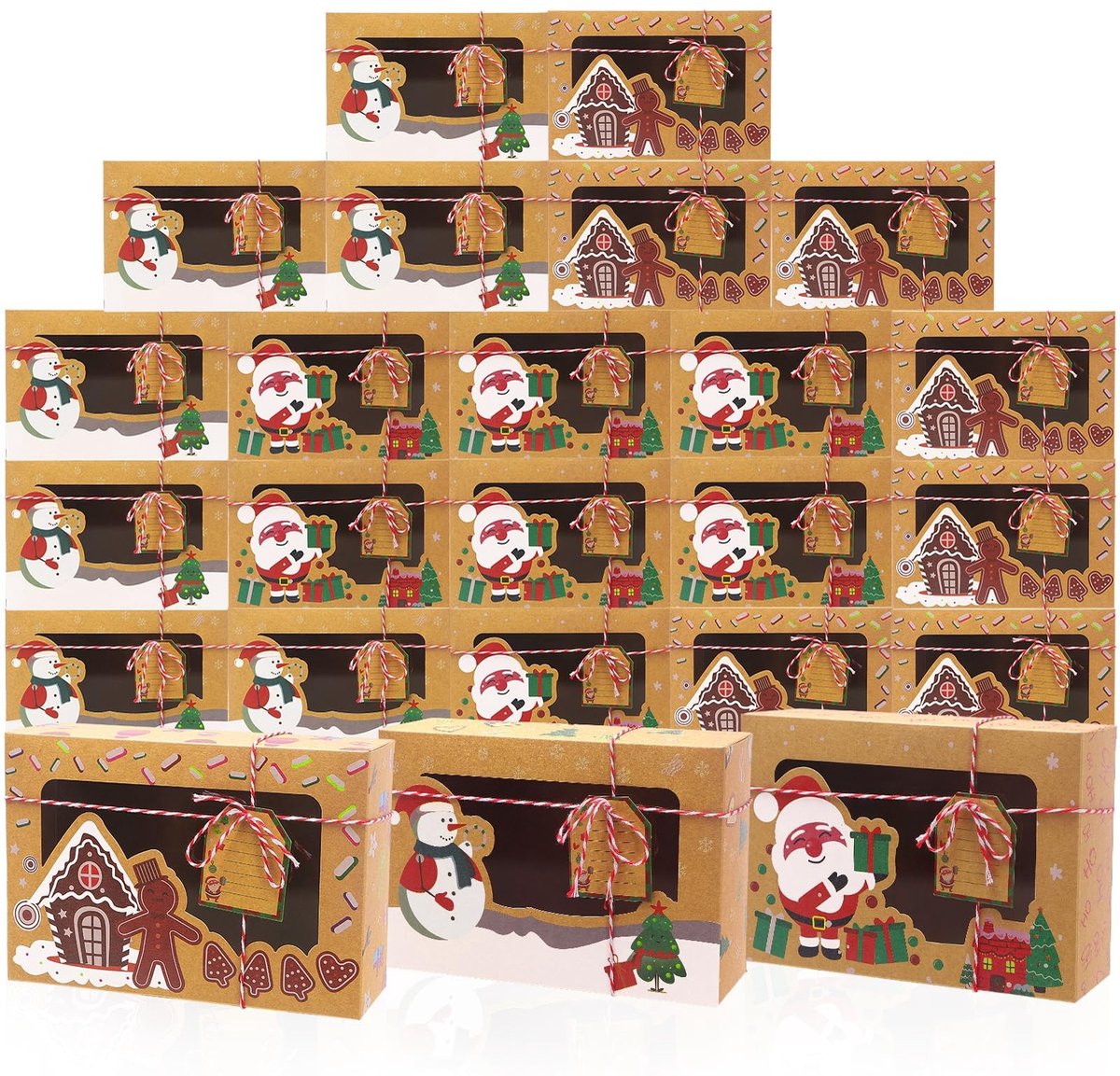 Omgoods - Set van 24 Kerst Koekdozen met Venster