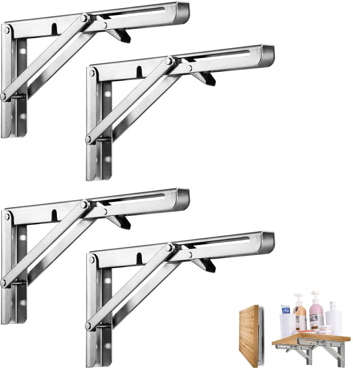 Omgoods - Vouwbare Steunbeugels 20cm, 4 Stuks, RVS