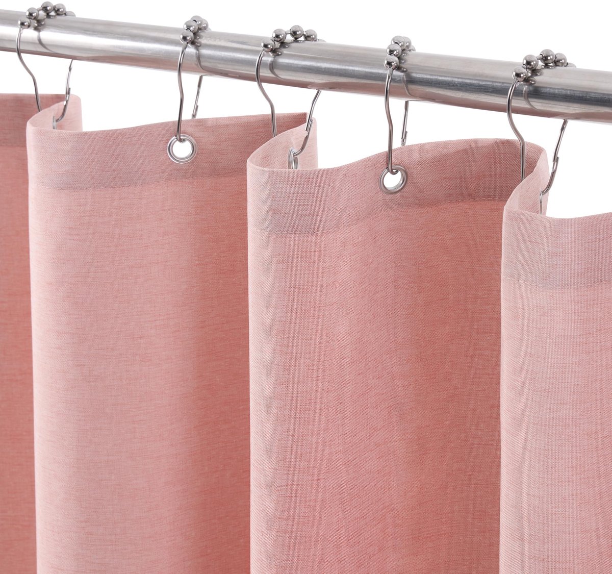 Omgoods - Waterdichte Douchegordijn met Linnenstructuur - Anti-Schimmel Badkamer Gordijn 122 x 182cm (Roze)