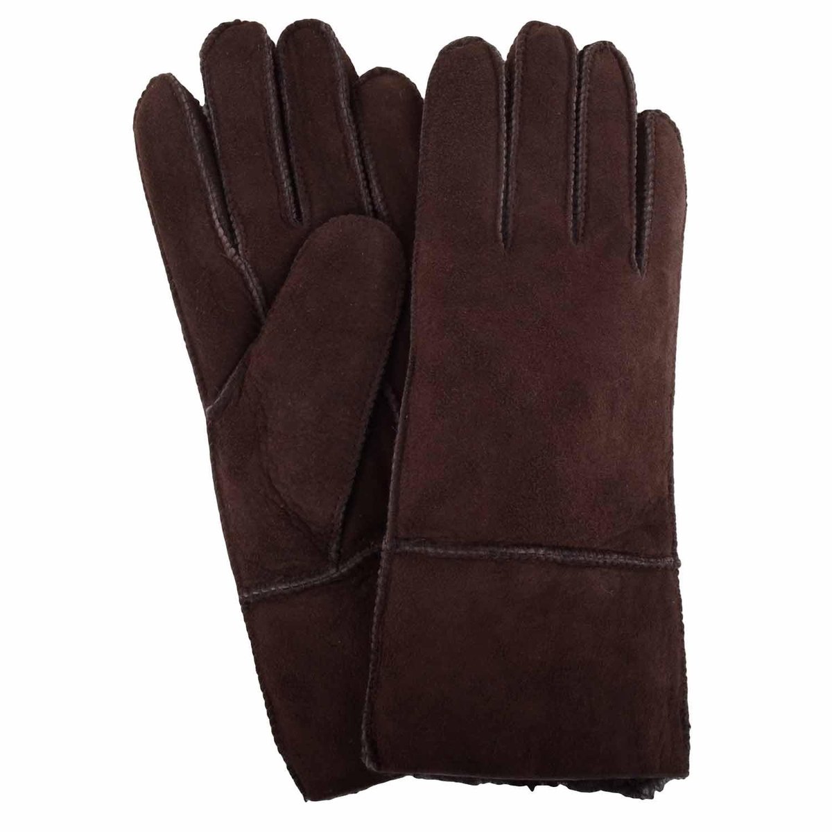 Omgoods - Dames Echte Schapenvacht Handschoenen met Omgeslagen Manchet - Koffie - L