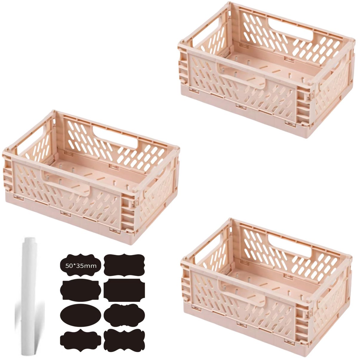 Omgoods - Set van 3 Vouwbare Opbergdozen in Roze voor Huis en Kantoor