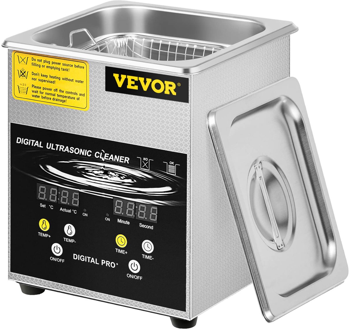 SnelShoppen - Digitale Ultrasone Reiniger 2L, 100W, 60W Ultrasone Verwarming, Timer, Voor Sieraden, Onderdelen, Keuken, Professioneel, Compact, Effici