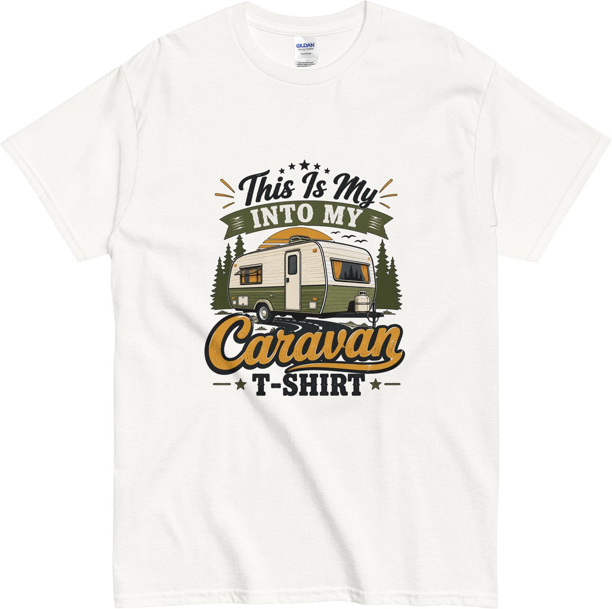 Heren en Dames T Shirt - This is my Caravan Shirt - Grappig Camping Illustratie - Wit - XL