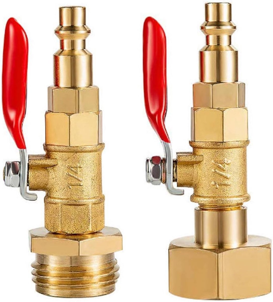 SnelShoppen - 2PCS Winterize Blowout Adapter 1/4 Inch Snelle Aansluiting Plug, 3/4 Inch Vrouwelijke/Mannelijke GHT Draad, Kogelafsluiter voor Waterblo