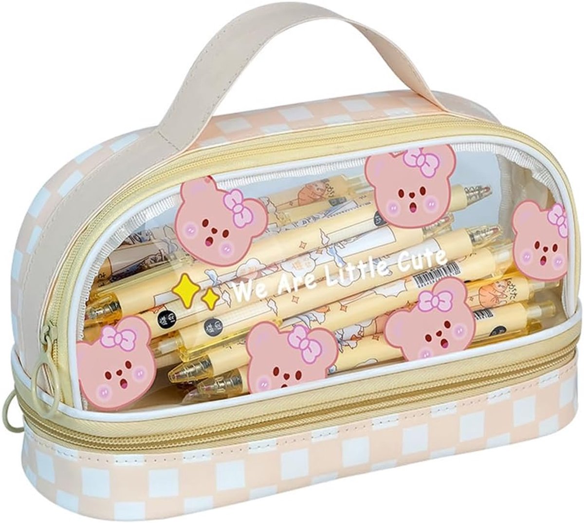 Pencil Case, Bear, Kawaii Pencil Case, Large Capacity, Pencil Case, School Bag, Girls, Transparent Cosmetic Bag - ShopVlot