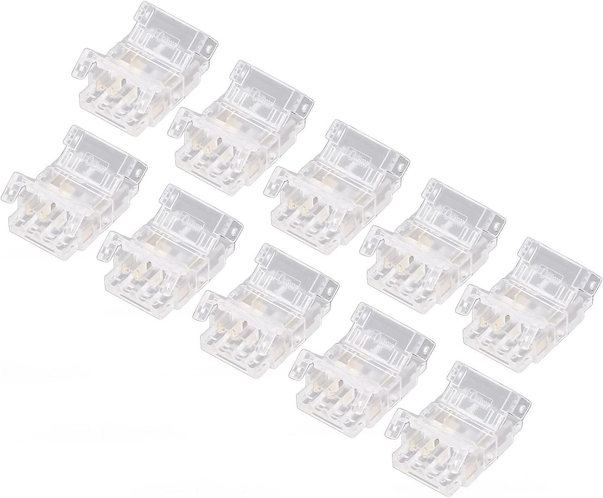 SnelShoppen - 10 Stuks 10mm 3Pin Solderless LED Strip Connectoren - Transparante LED Strip naar Draad Aansluitingen voor Thuis, Kantoor, School, Feest