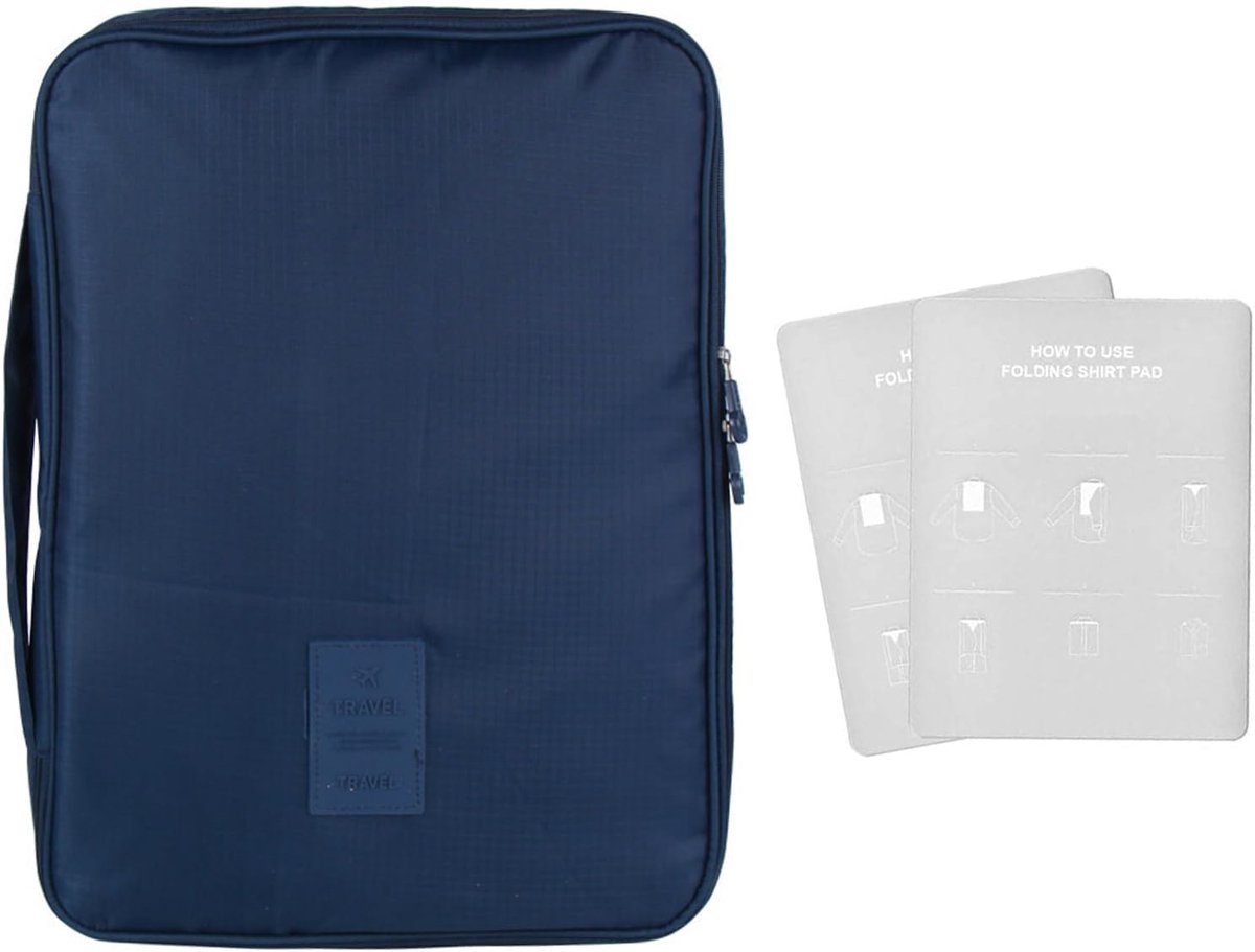 SnelShoppen - Travel Pouch voor Shirts, Reistas, Draagbare Antikreukopslag Reishemd, Lichtgewicht Navy Blauw, Ideaal voor Zakenreizen