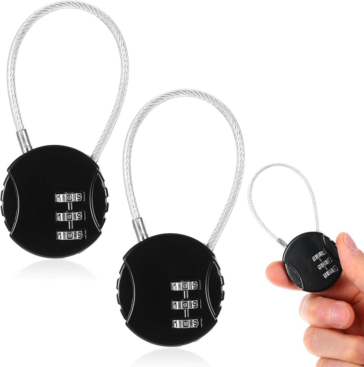 SnelShoppen - Set van 2 Combinatiesloten, 3-Cijferige Hangsloten, Herinstelbare Bagagesloten, Gym Lock, Kleine Combinatieslot voor Kluis, Koffer, Gere