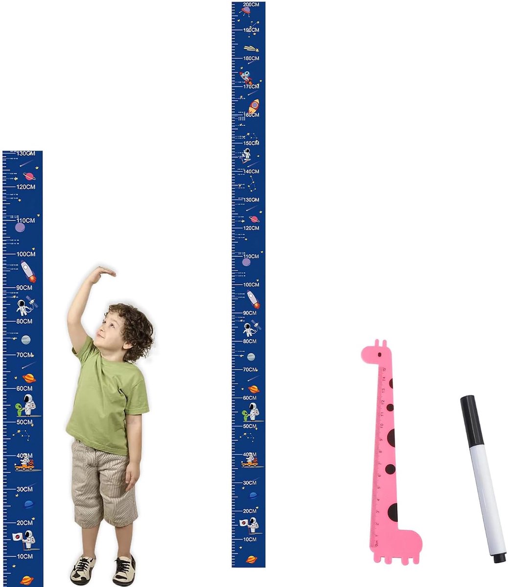 Kindertape maatbeker 0-200 cm - Ruimte astronaut wandstickers - Zelfklevend PVC - Ideaal voor kinderen - ShopVlot