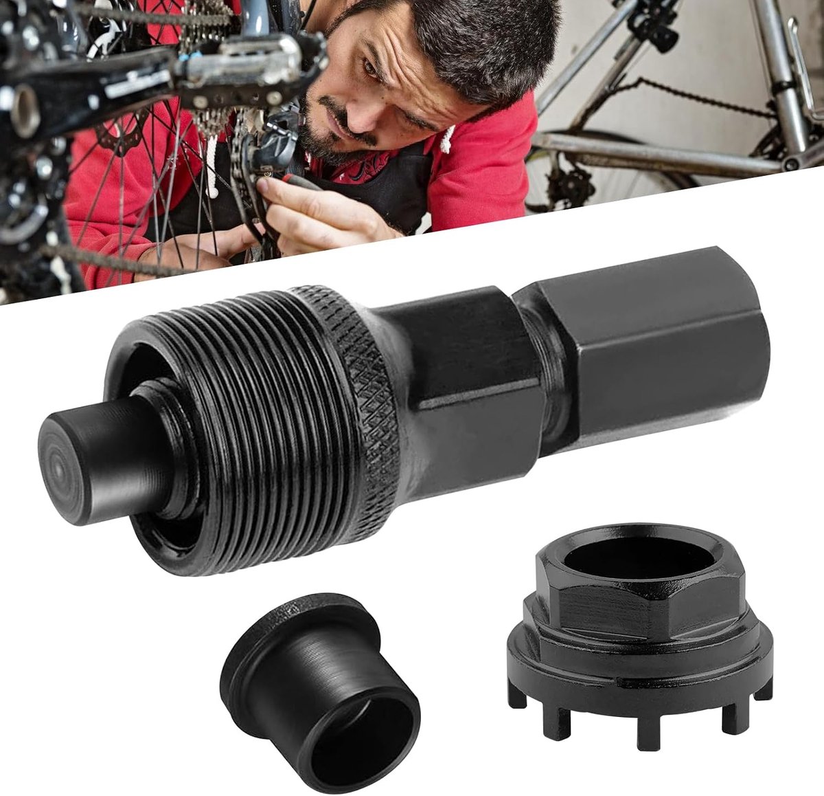 SnelShoppen - Fietsslot Ring Tool Crank Trekker 42 mm Crankshaft Lager Tool met 1 Set Crank Verwijderaar, Fiets & 8-Staps Binnenlager Schalen, Trap Tr