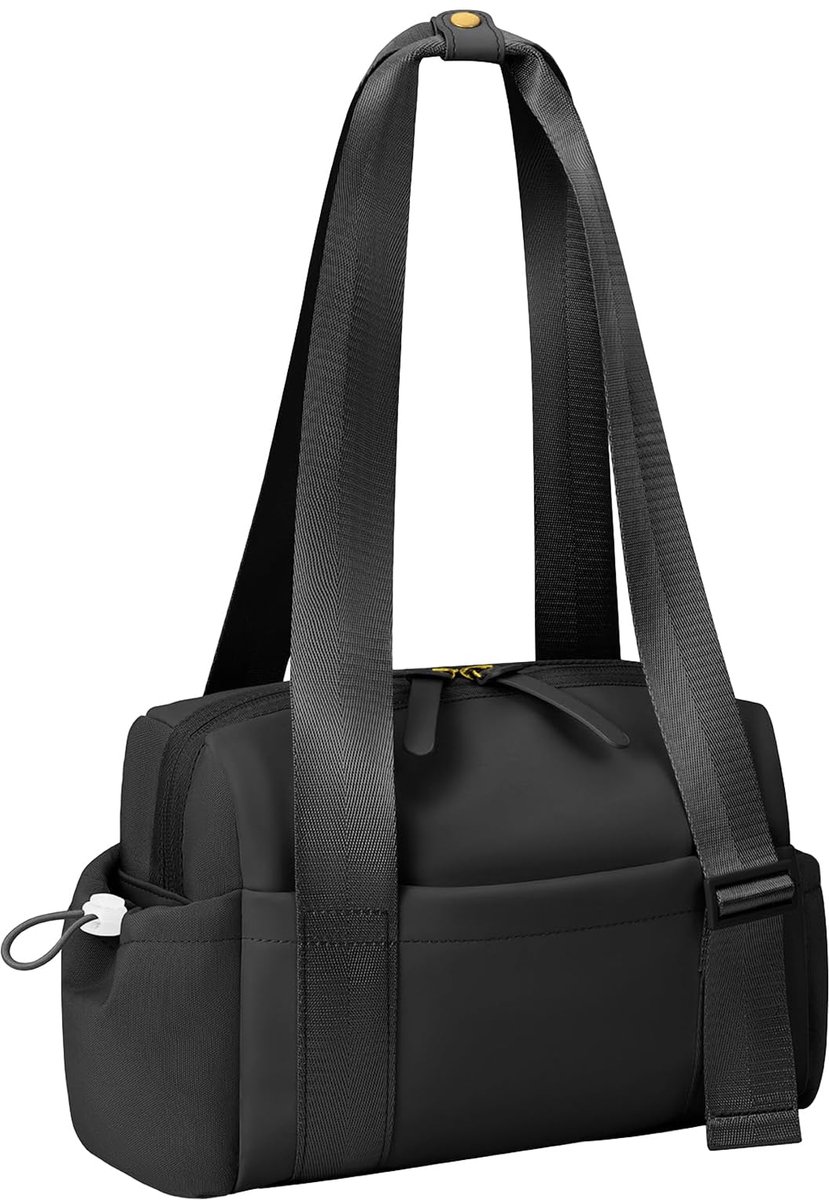 SnelShoppen - Sporttas Reistas Dames Mini Waterdichte Fitness Bag met Zak voor Nat Kleding, Verstelbare Schouderband, 30 x 11,5 x 18 cm, Zwart, Weeken